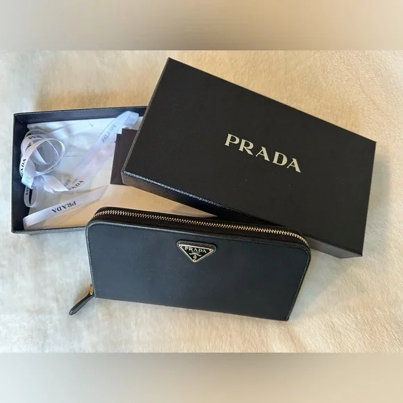 Prada Nylon Zip Around Long Wallet - Black - Picture 3 of 6
